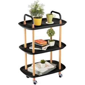 URBN Living (Black) 3 Tier Beech Wood & Plastic Serving Storage Trolley Food Drinks Cart on URBN Living (Black) 3 Tier Beech Wood & Plastic Serving Storage Trolley Food Drinks Cart on