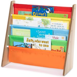 LIVIVO 4-Tier Wooden Sling Bookshelf & Storage Rack - Child-Sized, Easy-Access w LIVIVO 4-Tier Wooden Sling Bookshelf & Storage Rack - Child-Sized, Easy-Access w