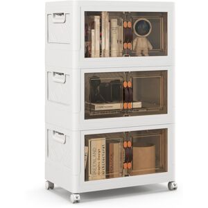 Costway 3 Pack Stackable Storage Cabinet Folding Home Organiser W/Lockable Wheels 59 Gal Costway 3 Pack Stackable Storage Cabinet Folding Home Organiser W/Lockable Wheels 59 Gal