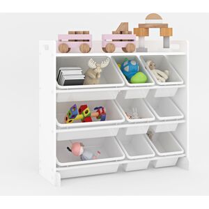 Ezi-Tech Kids 9-Cube Wooden Toy Box & Bookshelf — 4-Tier Storage Unit with Removable Boxe Ezi-Tech Kids 9-Cube Wooden Toy Box & Bookshelf — 4-Tier Storage Unit with Removable Boxe