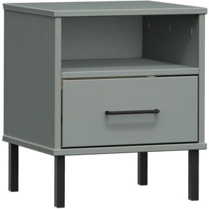 (grey) vidaXL Solid Wood Pine Bedside Cabinet with Metal Legs OSLO Multi Colours (grey) vidaXL Solid Wood Pine Bedside Cabinet with Metal Legs OSLO Multi Colours