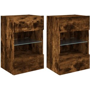 (smoked oak, 40 x 30 x 60.5 cm/ 2 pcs) vidaXL TV Wall Cabinets with LED Lights T (smoked oak, 40 x 30 x 60.5 cm/ 2 pcs) vidaXL TV Wall Cabinets with LED Lights T