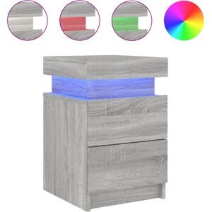 (grey sonoma, 1 pcs) vidaXL Bedside Cabinets with LED Lights Nightstand Bed Cabi (grey sonoma, 1 pcs) vidaXL Bedside Cabinets with LED Lights Nightstand Bed Cabi