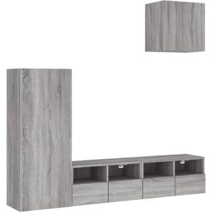 (grey sonoma) vidaXL TV Wall Units 4 Piece Floating TV Wall Unit TV Stand Engine (grey sonoma) vidaXL TV Wall Units 4 Piece Floating TV Wall Unit TV Stand Engine