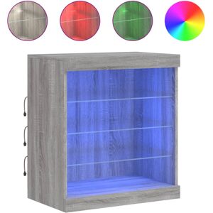 vidaXL Sideboard with LED Lights Cupboard Highboard Side Cabinet Grey Sonoma vidaXL Sideboard with LED Lights Cupboard Highboard Side Cabinet Grey Sonoma