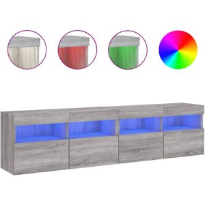 vidaXL TV Wall Cabinets with LED Lights 2 pcs Grey Sonoma - TV Wall Cabinets vidaXL TV Wall Cabinets with LED Lights 2 pcs Grey Sonoma - TV Wall Cabinets