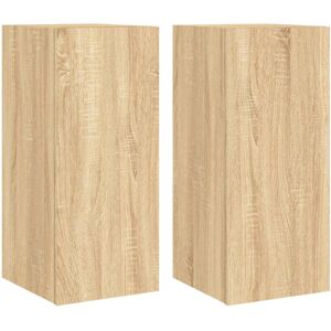 vidaXL TV Wall Cabinets with LED Lights 2 pcs Sonoma Oak - TV Cabinet vidaXL TV Wall Cabinets with LED Lights 2 pcs Sonoma Oak - TV Cabinet