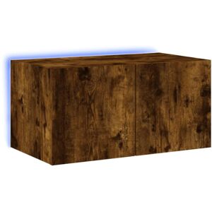 vidaXL TV Wall Cabinet with LED Lights Smoked Oak - TV Wall Cabinet vidaXL TV Wall Cabinet with LED Lights Smoked Oak - TV Wall Cabinet