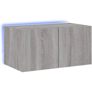 vidaXL TV Wall Cabinet with LED Lights - Grey Sonoma - TV Wall Cabinet vidaXL TV Wall Cabinet with LED Lights - Grey Sonoma - TV Wall Cabinet