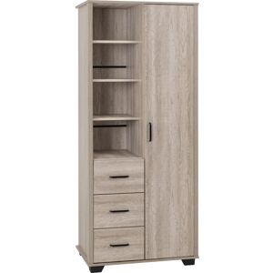 Seconique (1 Door 3 Drawer Open Shelf Wardrobe) Oliver Bedroom Furniture Range in Light Oa Seconique (1 Door 3 Drawer Open Shelf Wardrobe) Oliver Bedroom Furniture Range in Light Oa