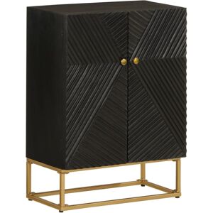 vidaXL Sideboard Storage Cupboard Side Cabinet Black Solid Wood Mango and Iron vidaXL Sideboard Storage Cupboard Side Cabinet Black Solid Wood Mango and Iron