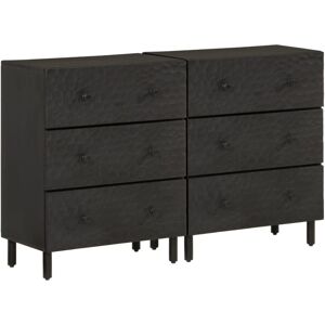 vidaXL Side Cabinets Storage Cupboard Sideboard 2 pcs Black Solid Wood Mango vidaXL Side Cabinets Storage Cupboard Sideboard 2 pcs Black Solid Wood Mango