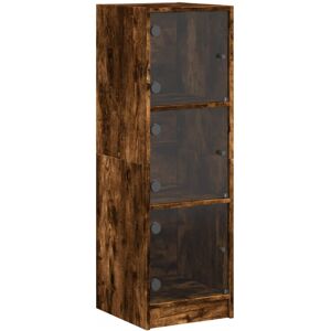 vidaXL Smoked Oak Highboard with Glass Doors - Highboard vidaXL Smoked Oak Highboard with Glass Doors - Highboard