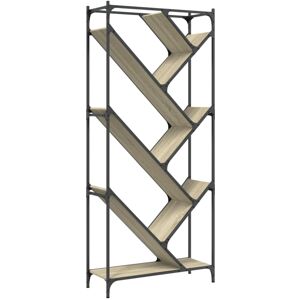 vidaXL Bookcase Bookshelf Side Cabinet Sonoma Oak Engineered Wood and Metal vidaXL Bookcase Bookshelf Side Cabinet Sonoma Oak Engineered Wood and Metal