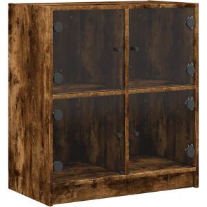 (smoked oak) vidaXL Side Cabinet with Glass Doors Hall Storage Cabinet Cupboard (smoked oak) vidaXL Side Cabinet with Glass Doors Hall Storage Cabinet Cupboard