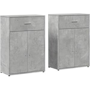 vidaXL Sideboards Storage Cupboard Cabinet 2 pcs Concrete Grey Engineered Wood vidaXL Sideboards Storage Cupboard Cabinet 2 pcs Concrete Grey Engineered Wood