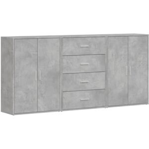 vidaXL Sideboards Cupboard Storage Cabinet 3 pcs Concrete Grey Engineered Wood vidaXL Sideboards Cupboard Storage Cabinet 3 pcs Concrete Grey Engineered Wood