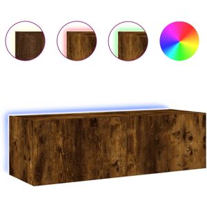 vidaXL TV Wall Cabinet with LED Lights Smoked Oak - TV Wall Cabinet vidaXL TV Wall Cabinet with LED Lights Smoked Oak - TV Wall Cabinet