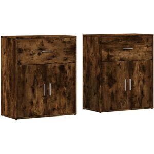 vidaXL Sideboards Cupboard Cabinet Highboard 2 pcs Smoked Oak Engineered Wood vidaXL Sideboards Cupboard Cabinet Highboard 2 pcs Smoked Oak Engineered Wood
