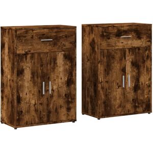 vidaXL Sideboards Cupboard Cabinet Highboard 2 pcs Smoked Oak Engineered Wood vidaXL Sideboards Cupboard Cabinet Highboard 2 pcs Smoked Oak Engineered Wood
