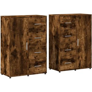 vidaXL Sideboards Cupboard Cabinet Highboard 2 pcs Smoked Oak Engineered Wood vidaXL Sideboards Cupboard Cabinet Highboard 2 pcs Smoked Oak Engineered Wood