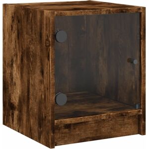 (smoked oak, 1 pcs) vidaXL Bedside Cabinets with Glass Doors Nightstand Bed Side (smoked oak, 1 pcs) vidaXL Bedside Cabinets with Glass Doors Nightstand Bed Side