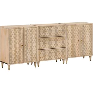 vidaXL Side Cabinets Storage Cabinet Cupboard Sideboard 3 pcs Solid Wood Mango vidaXL Side Cabinets Storage Cabinet Cupboard Sideboard 3 pcs Solid Wood Mango