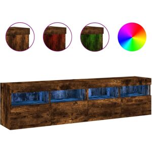 vidaXL TV Wall Cabinets with LED Lights - 2 pcs Smoked Oak vidaXL TV Wall Cabinets with LED Lights - 2 pcs Smoked Oak