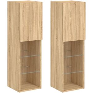 vidaXL Sonoma Oak TV Cabinets with LED Lights - 2 pcs vidaXL Sonoma Oak TV Cabinets with LED Lights - 2 pcs