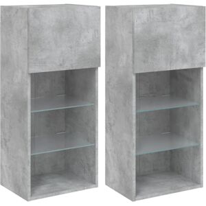 vidaXL 2 pcs Concrete Gray TV Cabinets with LED Lights - TV Cabinet vidaXL 2 pcs Concrete Gray TV Cabinets with LED Lights - TV Cabinet