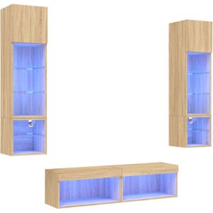 vidaXL Sonoma Oak 6-Piece TV Wall Unit - Grey vidaXL Sonoma Oak 6-Piece TV Wall Unit - Grey