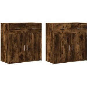 (smoked oak) vidaXL Sideboards Cupboard Storage Cabinet 2 pcs Concrete Grey Engi (smoked oak) vidaXL Sideboards Cupboard Storage Cabinet 2 pcs Concrete Grey Engi