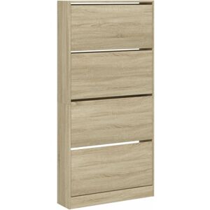 vidaXL Sonoma Oak Shoe Cabinet with 4 Flip-Drawers - Shoe Storage vidaXL Sonoma Oak Shoe Cabinet with 4 Flip-Drawers - Shoe Storage