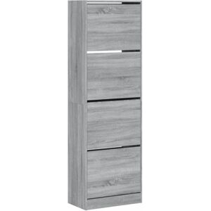 vidaXL Grey Sonoma Shoe Cabinet with 4 Flip-Drawers - Shoe Storage vidaXL Grey Sonoma Shoe Cabinet with 4 Flip-Drawers - Shoe Storage