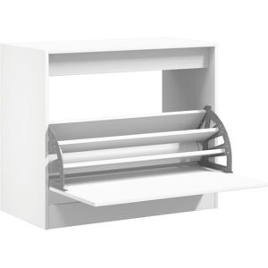 vidaXL White Shoe Cabinet 80x42x69 cm with 4 Flip-Drawers - Shoe Storage vidaXL White Shoe Cabinet 80x42x69 cm with 4 Flip-Drawers - Shoe Storage