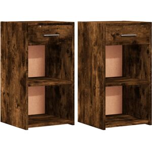 vidaXL Bedside Cabinets Nightstand Bed Table 2 pcs Smoked Oak Engineered Wood vidaXL Bedside Cabinets Nightstand Bed Table 2 pcs Smoked Oak Engineered Wood