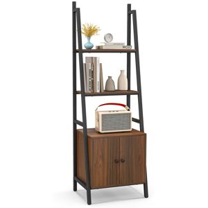 Costway 4-Tier Ladder Shelf with Cabinet 160 CM Bookshelf Industrial Bookcase Costway 4-Tier Ladder Shelf with Cabinet 160 CM Bookshelf Industrial Bookcase