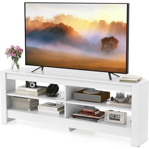 Costway Corner TV Stand w/ Power Outlet 3-Tier Table w/4 Open Storage Shelves Costway Corner TV Stand w/ Power Outlet 3-Tier Table w/4 Open Storage Shelves