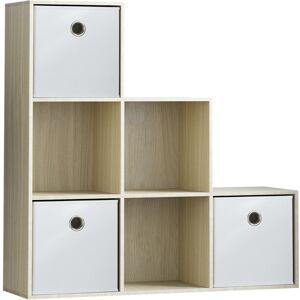 Vida Designs (Oak, White) Durham 6 Cube Staircase Shelf 3 Basket Drawers Vida Designs (Oak, White) Durham 6 Cube Staircase Shelf 3 Basket Drawers