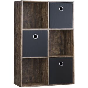 Vida Designs (Dark Wood, Black) Durham 6 Cube Shelf Drawer Bookcase with 3 Baskets Vida Designs (Dark Wood, Black) Durham 6 Cube Shelf Drawer Bookcase with 3 Baskets