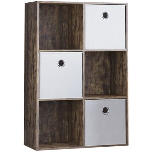 Vida Designs (Dark Wood, White) Durham 6 Cube Shelf Drawer Bookcase with 3 Baskets Vida Designs (Dark Wood, White) Durham 6 Cube Shelf Drawer Bookcase with 3 Baskets