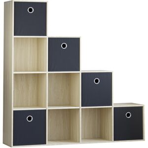 Vida Designs (Oak, Black) Durham 10 Cube Staircase Shelf Drawer + 5 Baskets Vida Designs (Oak, Black) Durham 10 Cube Staircase Shelf Drawer + 5 Baskets