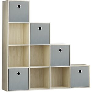 Vida Designs (Oak, Grey) Durham 10 Cube Staircase Shelf Drawer + 5 Baskets Vida Designs (Oak, Grey) Durham 10 Cube Staircase Shelf Drawer + 5 Baskets