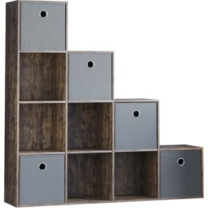 Vida Designs (Dark Wood, Grey) Durham 10 Cube Staircase Shelf Drawer + 5 Baskets Vida Designs (Dark Wood, Grey) Durham 10 Cube Staircase Shelf Drawer + 5 Baskets