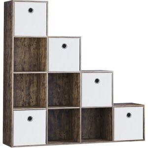 Vida Designs (Dark Wood, White) Durham 10 Cube Staircase Shelf Drawer + 5 Baskets Vida Designs (Dark Wood, White) Durham 10 Cube Staircase Shelf Drawer + 5 Baskets