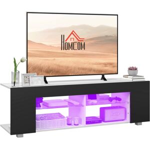 HOMCOM TV Stand 145cm TV Unit with Glass Shelves RGB LED Light for 60"TV Black HOMCOM TV Stand 145cm TV Unit with Glass Shelves RGB LED Light for 60"TV Black