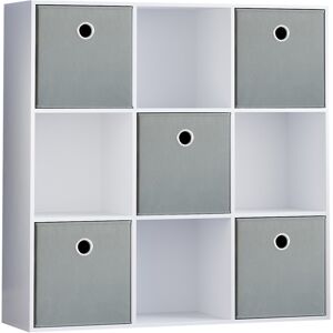 Vida Designs (White, Grey) Durham 3x3 Cube Shelf Drawer Bookcase + 5 Baskets Vida Designs (White, Grey) Durham 3x3 Cube Shelf Drawer Bookcase + 5 Baskets