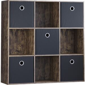 Vida Designs (Dark Wood, Black) Durham 3x3 Cube Shelf Drawer Bookcase + 5 Baskets Vida Designs (Dark Wood, Black) Durham 3x3 Cube Shelf Drawer Bookcase + 5 Baskets