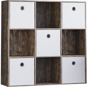 Vida Designs (Dark Wood, White) Durham 3x3 Cube Shelf Drawer Bookcase + 5 Baskets Vida Designs (Dark Wood, White) Durham 3x3 Cube Shelf Drawer Bookcase + 5 Baskets