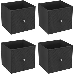 URBN Living (4, Black) Foldable Woven Fabric Storage Cube Box Drawer Insert Basket with Hand URBN Living (4, Black) Foldable Woven Fabric Storage Cube Box Drawer Insert Basket with Hand